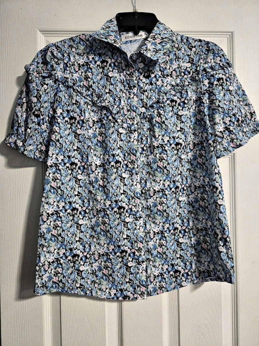 ECOWISH Floral Button Down Shirt